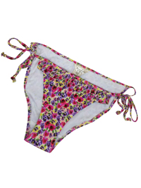 M0ns00n Accessorize PINK Pansy Floral Frill Trim Low Rise Bikini Bottoms - Size 6 to 18