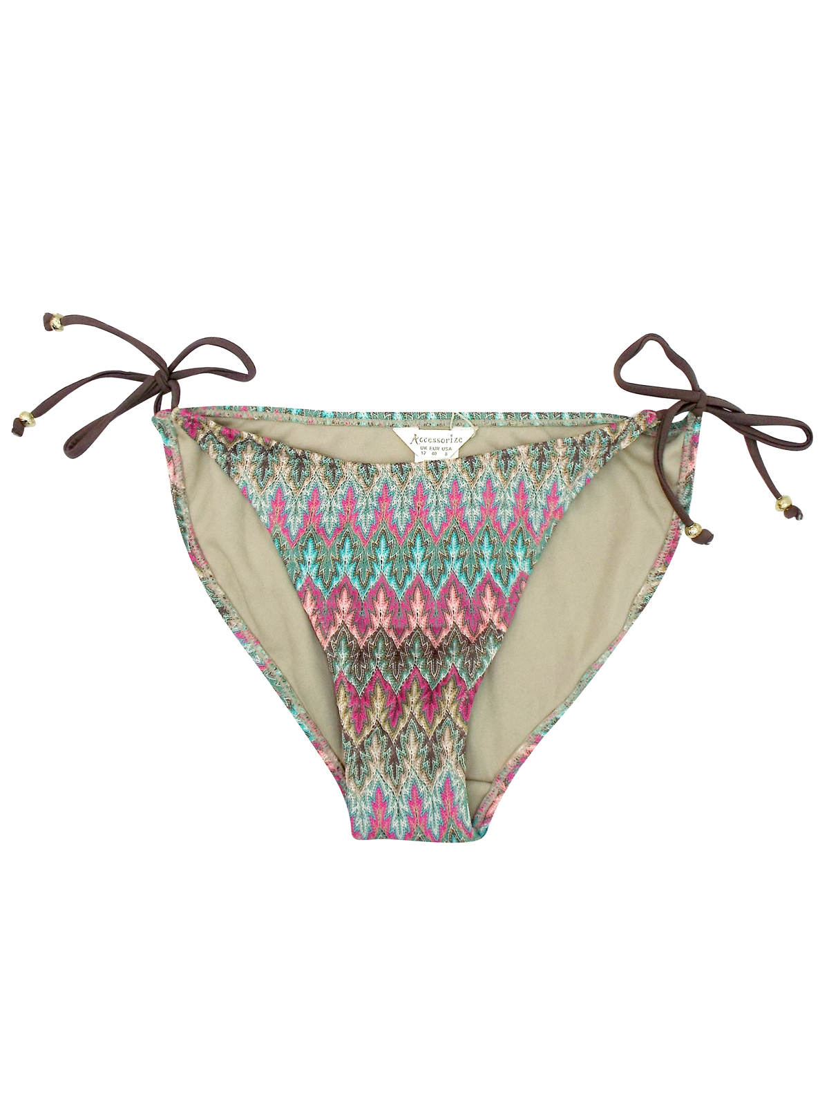 Accesorize GREEN Crochet Knit Tie Side Bikini Bottoms - Size 12 to 18