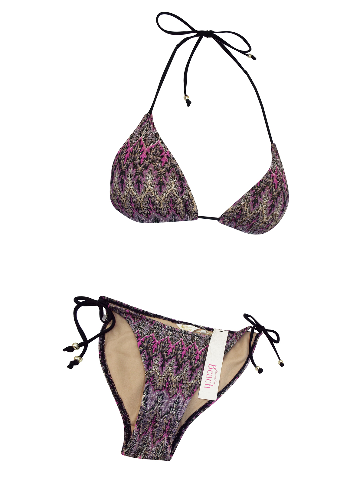 Accessorize PURPLE Crochet Knit Triangle Bikini Set - Size 6 to 16