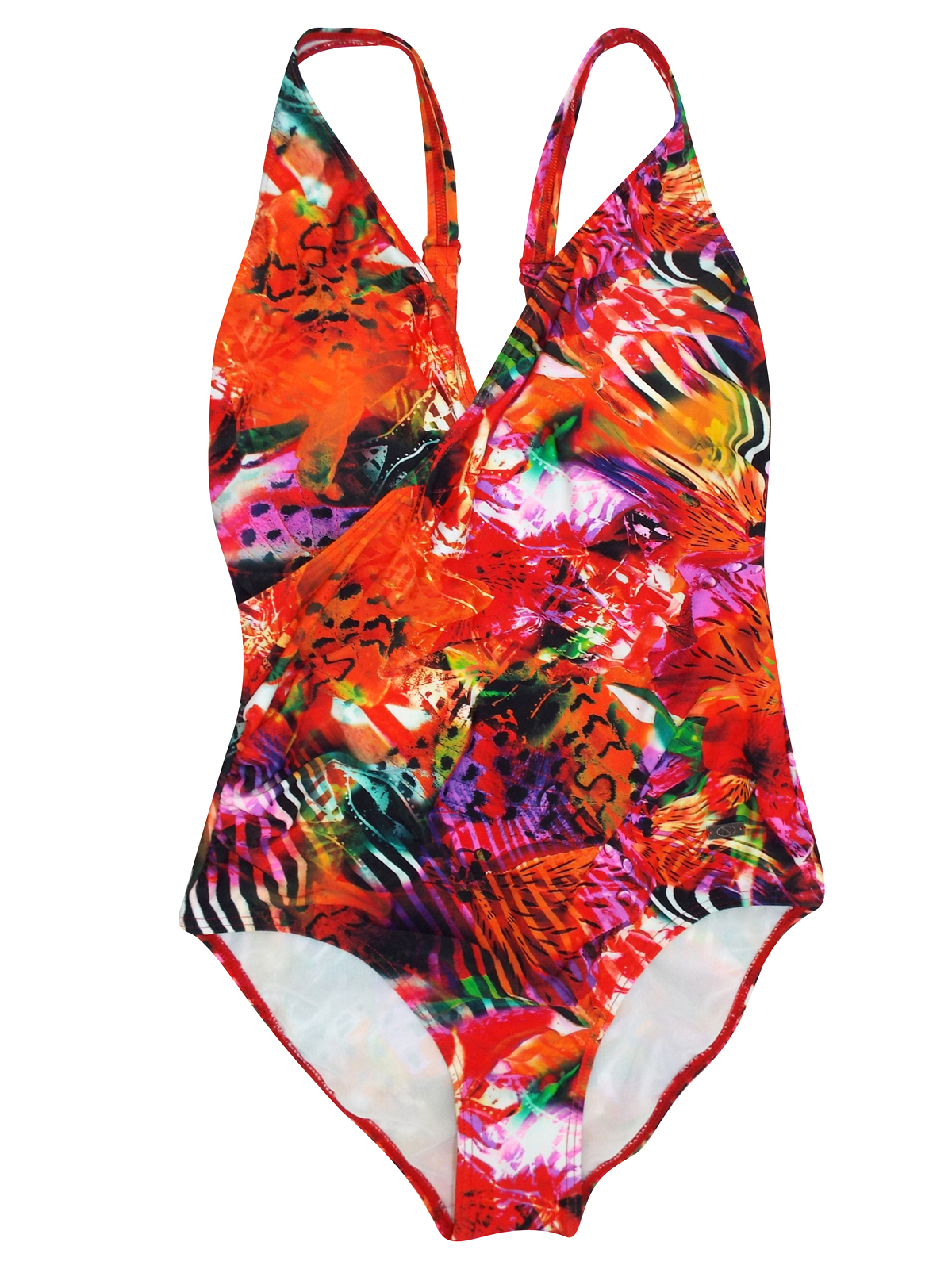 Naturana - - Naturana ORANGE Printed Wrap Low Back Swimsuit - Size 12 ...
