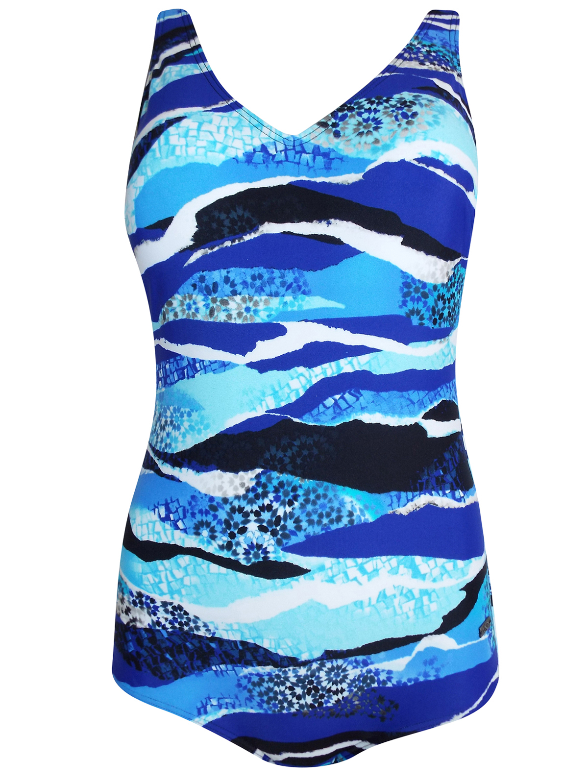 Naturana - - Naturana BLUE Wave Print Moulded Cup Low Back Swimsuit ...