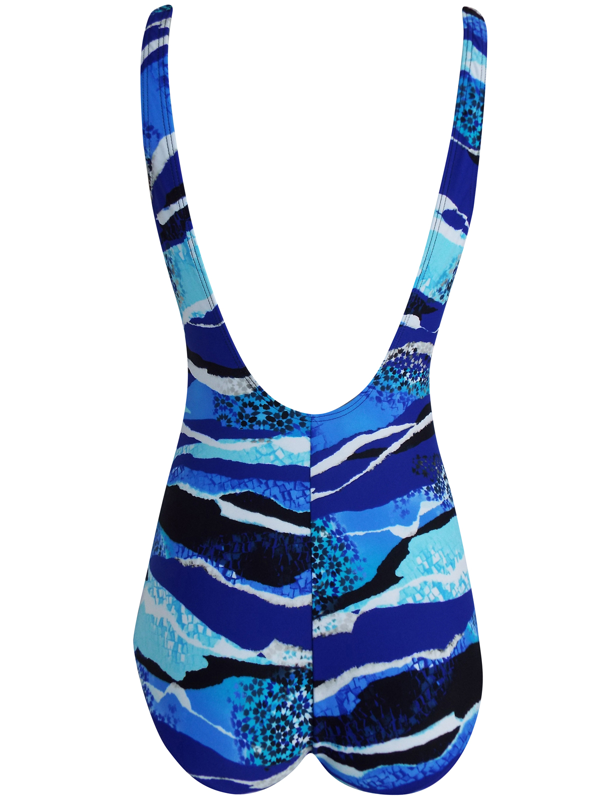 Naturana - - Naturana BLUE Wave Print Moulded Cup Low Back Swimsuit ...