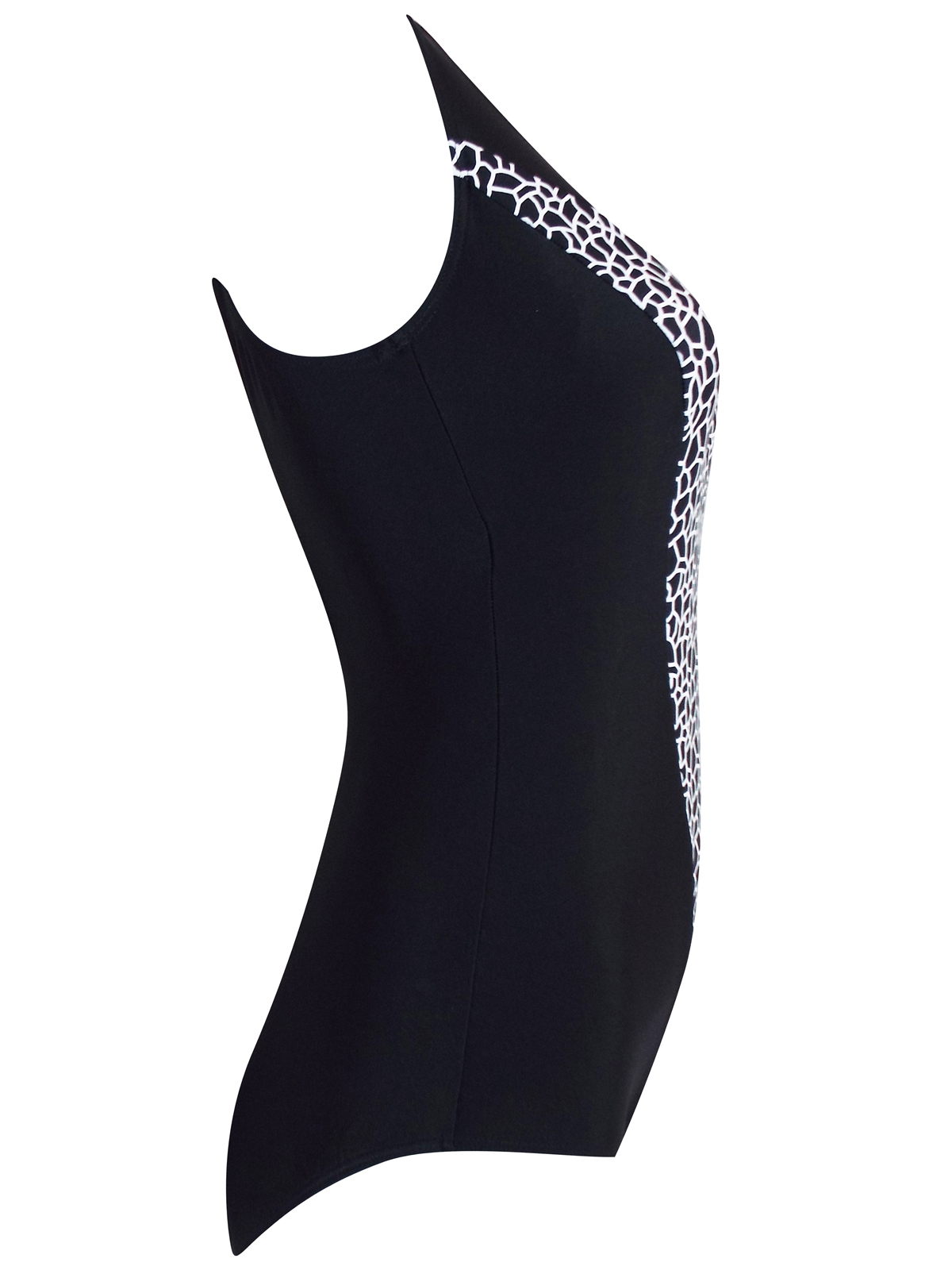 Naturana - - Naturana BLACK Panelled Low Back Swimsuit - Size 12 (EU 40)