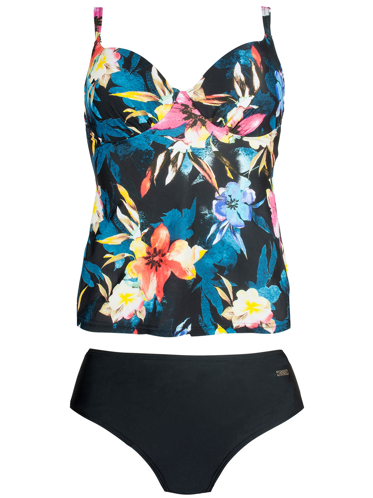 Naturana - - Naturana BLACK Floral Print Multiway Strap Tankini Set ...