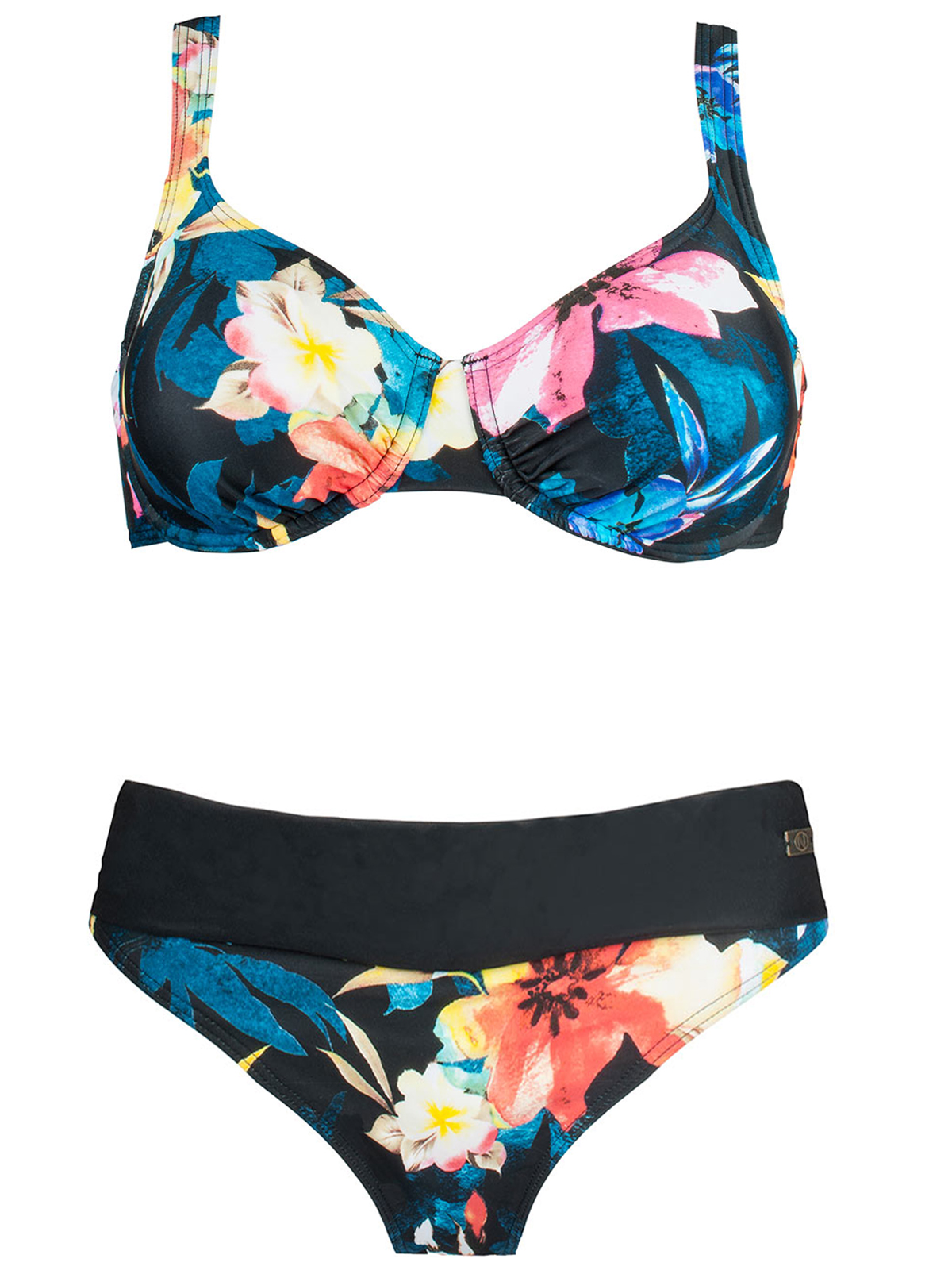 Naturana - - Naturana BLACK Floral Print Underwired Bikini Set - Size ...