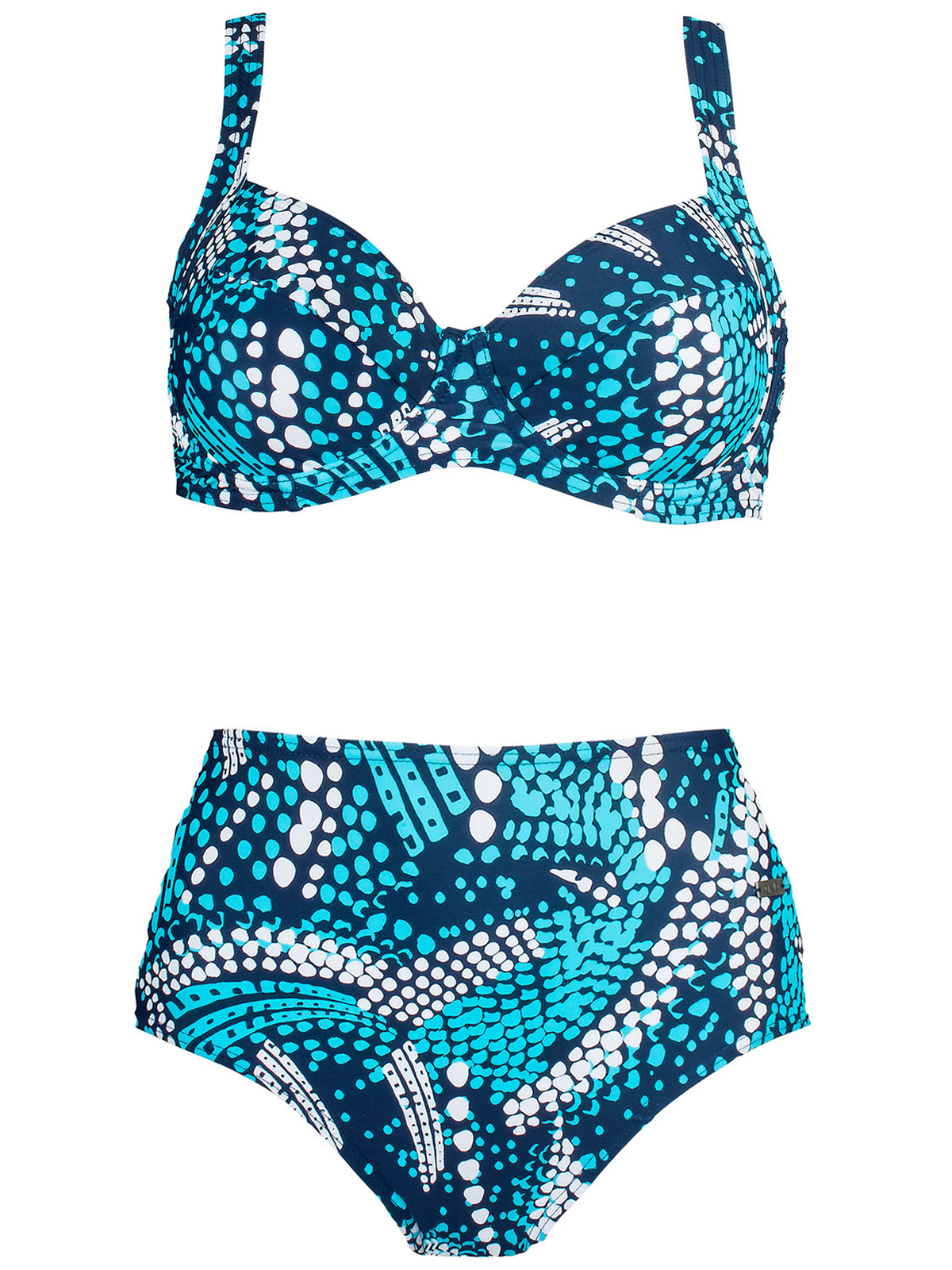 Naturana - - Naturana BLUE Printed High Waist Bikini Set - Size 10 (EU 38)