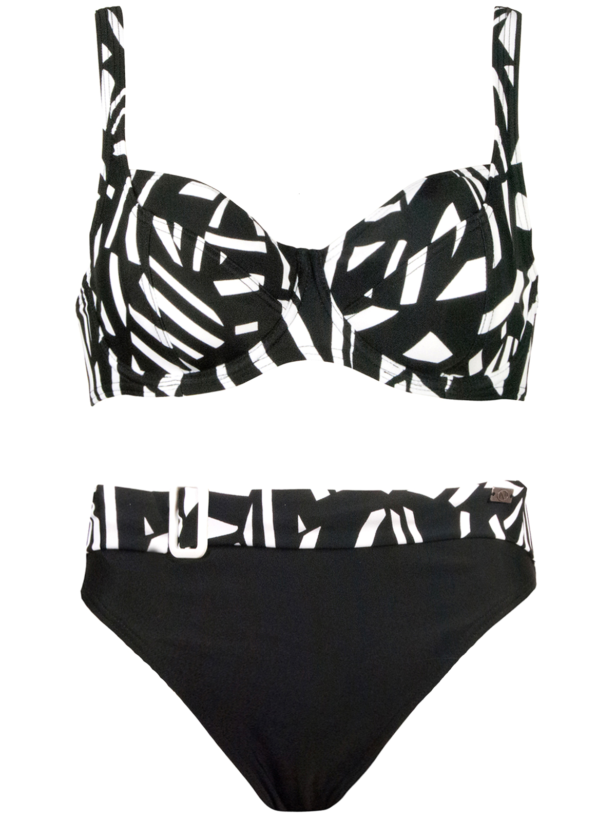 Naturana - - Naturana BLACK Printed Underwired Bikini Set - Size 10 (EU 38)