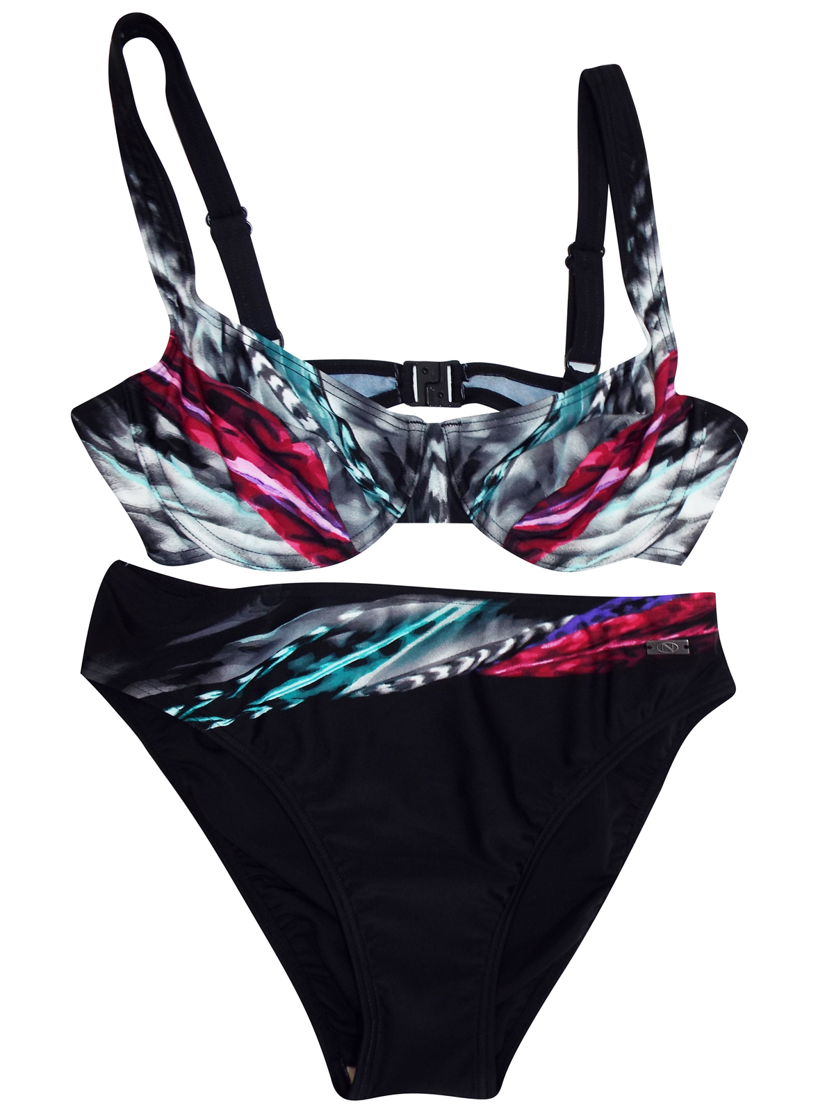 Naturana Naturana Black Printed Underwired Bikini Set Size 10 Eu 38