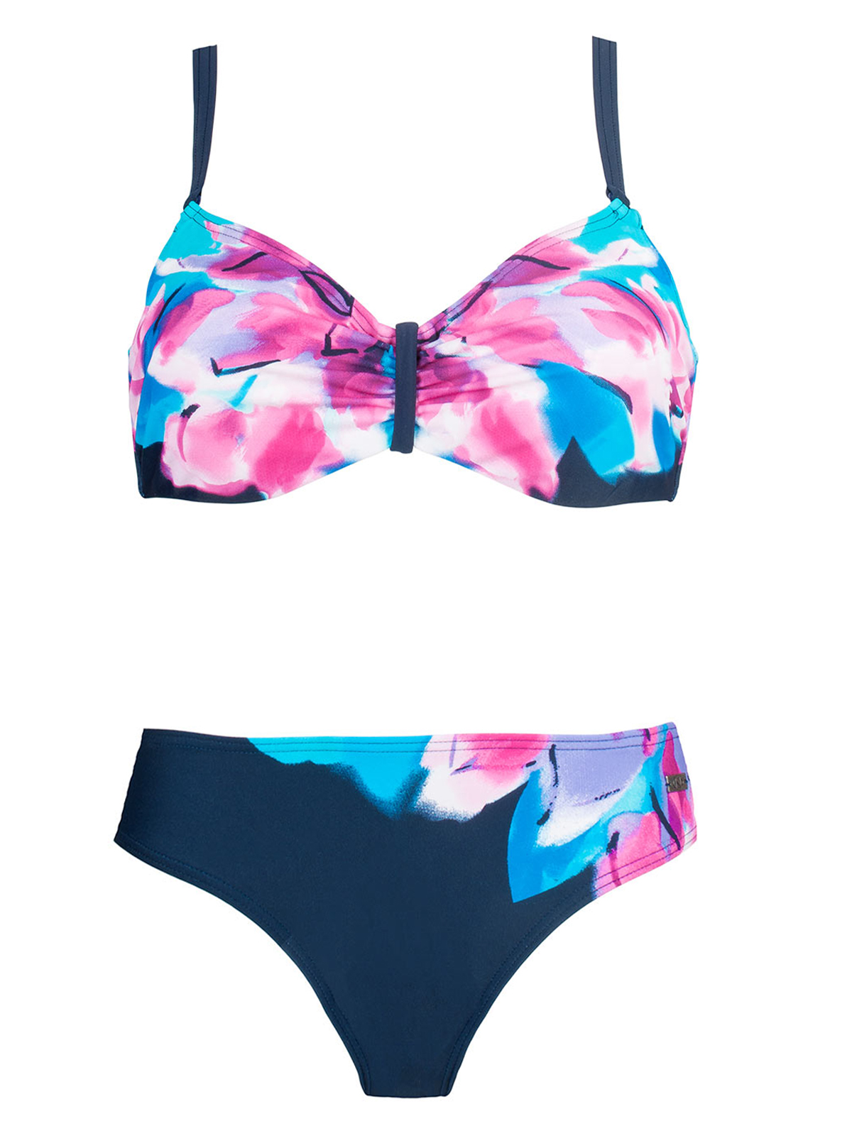 Naturana - - Naturana PINK Floral Print Ruched Underwired Bikini Set ...