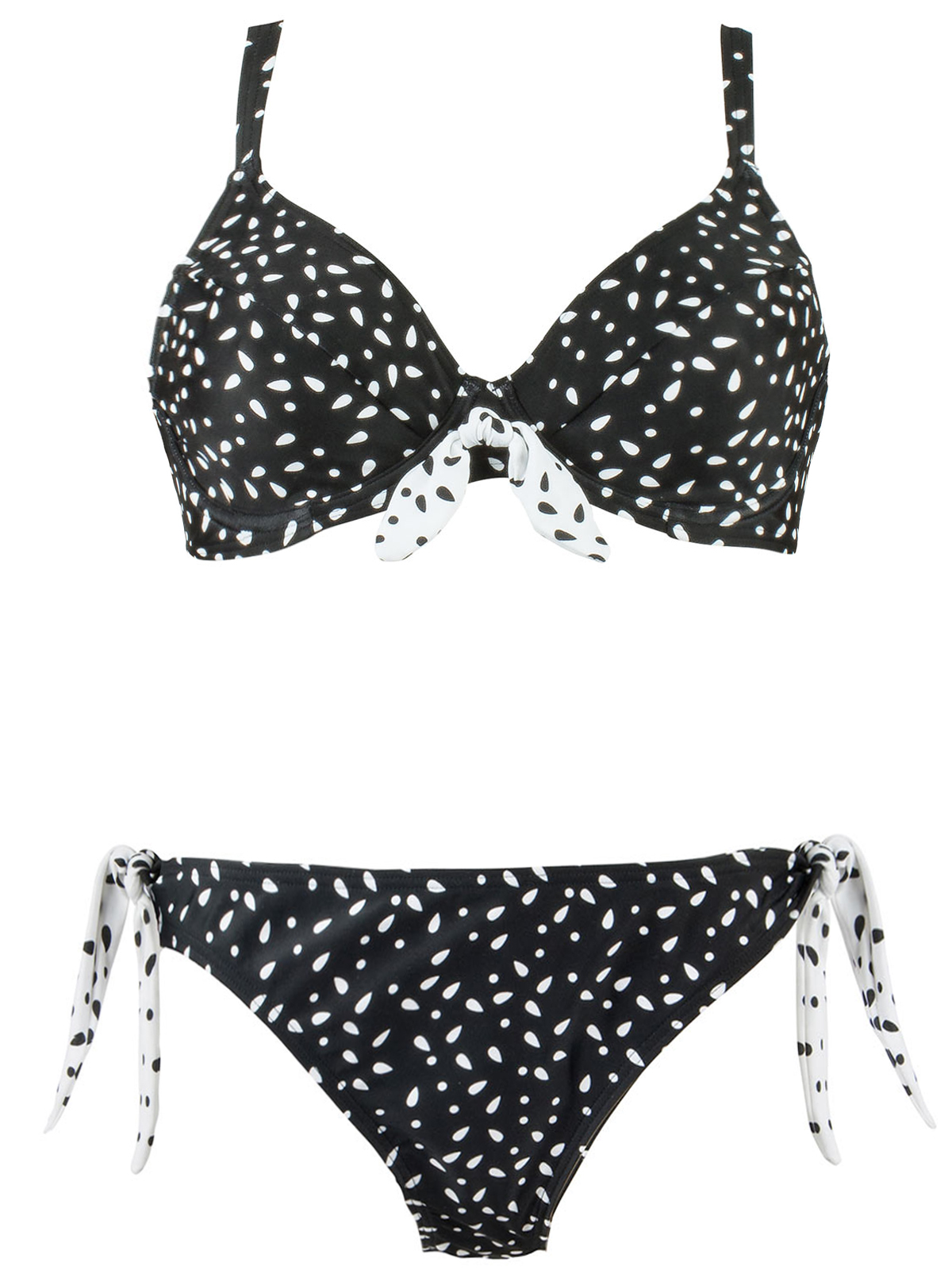 Naturana - - Naturana BLACK Polka Dot Tie Side Wired Bikini Set - Size ...