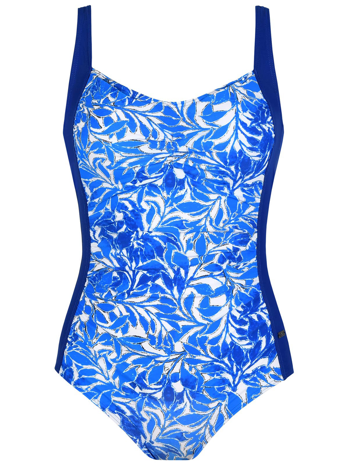 Naturana - - Naturana ROYAL-BLUE Leaf Print Scoop Back Swimsuit - Size ...