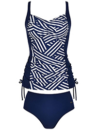 NAVY Ruched Side Padded Tankini Set - Size 8 to 10