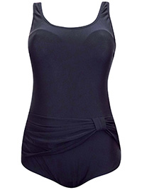 Beachcomber BLACK Scoop Back Ruched Swimsuit - Size 14 Beachcomber BLACK Scoop Back Ruched Swimsuit - Size 14