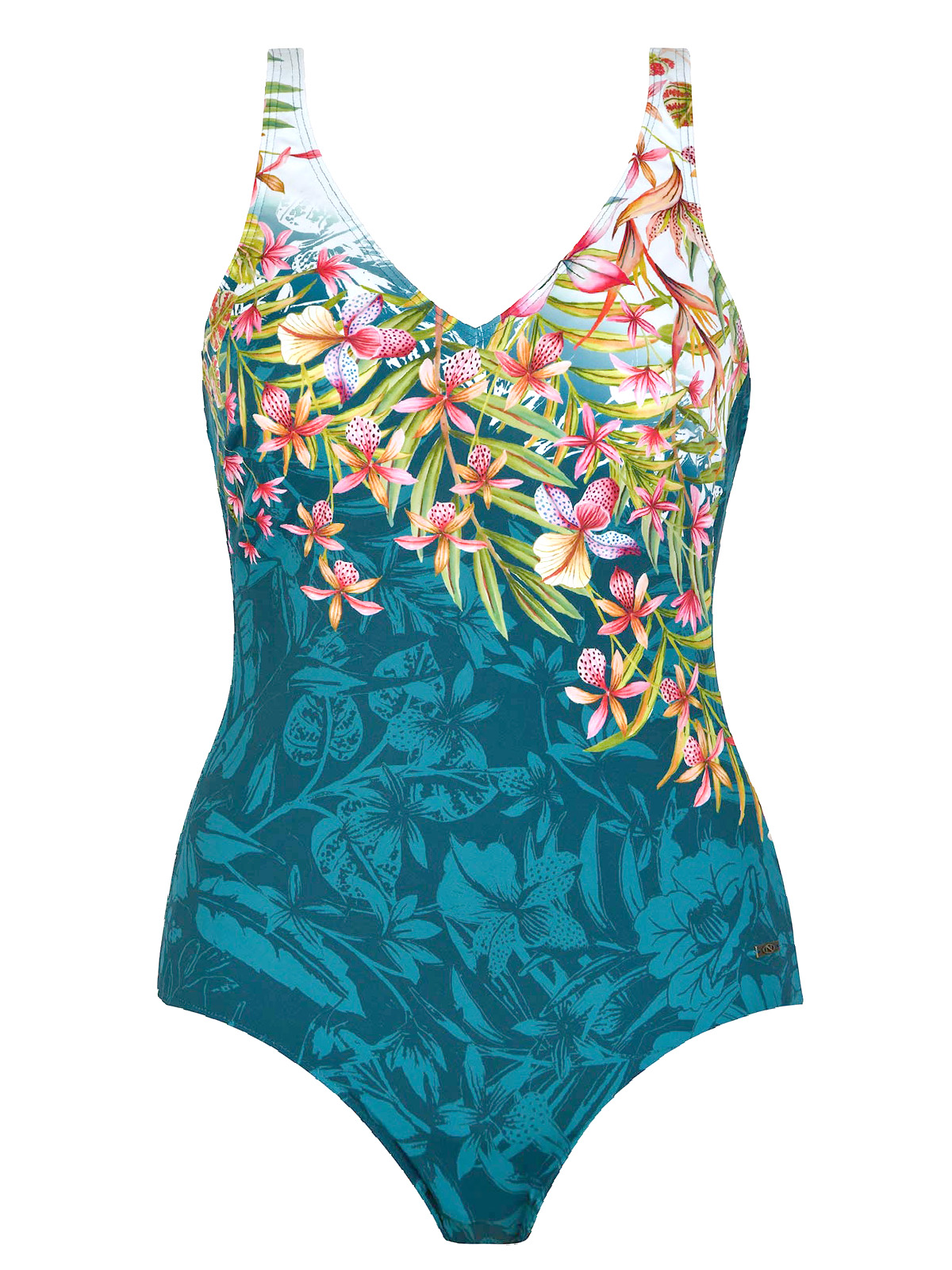 Naturana - - Naturana BLUE Hibiscus Print Hidden Wire Swimsuit - Size ...