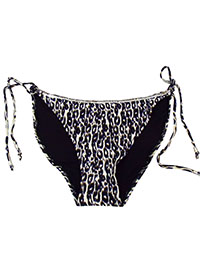 MSN Accessorize BLACK Animal Print Tie Side Bikini Bottoms - Size 6 to 18