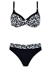 BLACK/WHITE Geo Print Underwired Bikini Set - Size 10