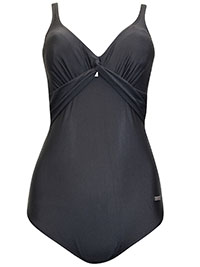 BLACK Twist Front Padded Low Back Swimsuit - Size 10
