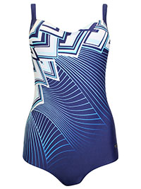 BLUE Chevron Print Padded Swimsuit - Size 10 to 12