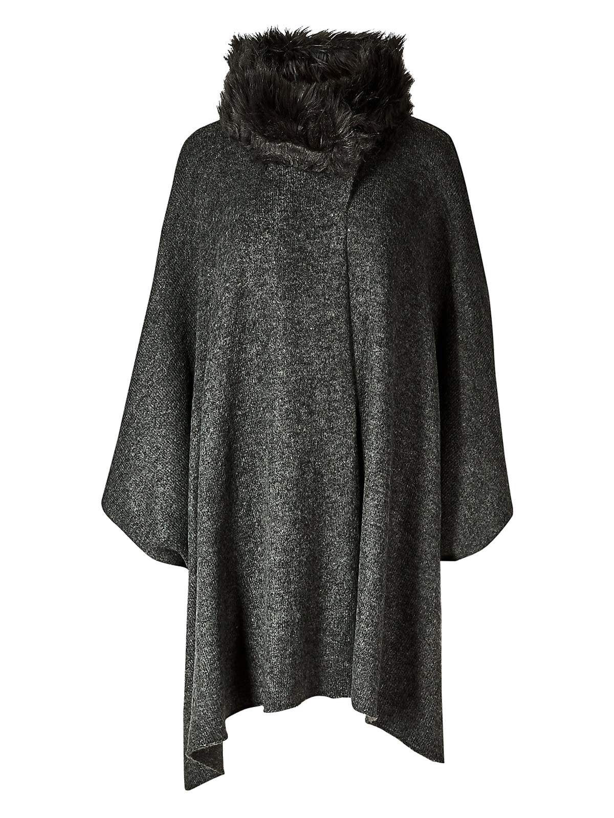Marks and Spencer - - M&5 CHARCOAL Stylish Faux Fur Collar Knitted ...