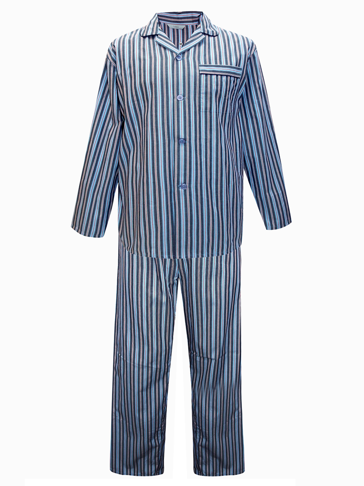 Marks and Spencer - - M&5 RED Mens Striped Pyjama Set - Size Small to XXL