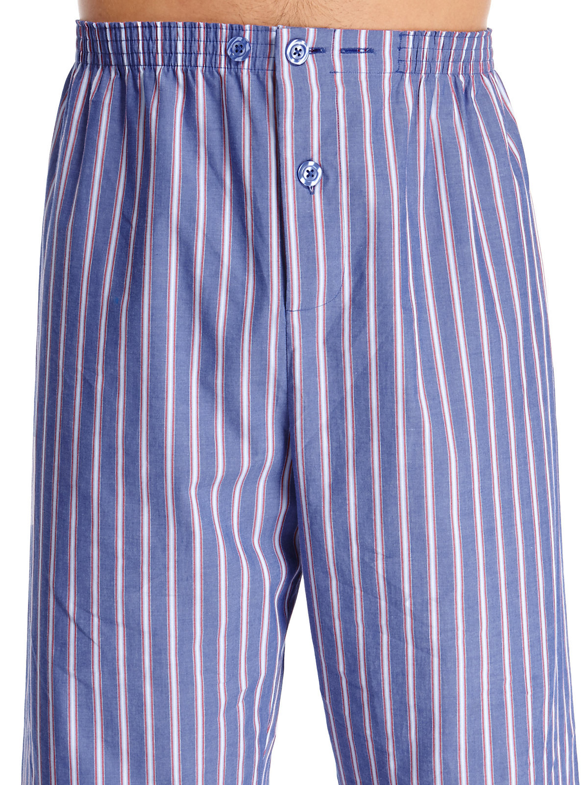 Marks and Spencer M&5 BLUE Mens Cotton Blend Striped Pyjamas Size