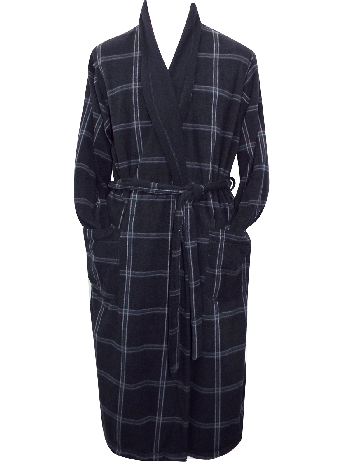 Marks and Spencer M&5 BLACK Check Super Soft Lightweight Fleece Loungewear Dressing Gown