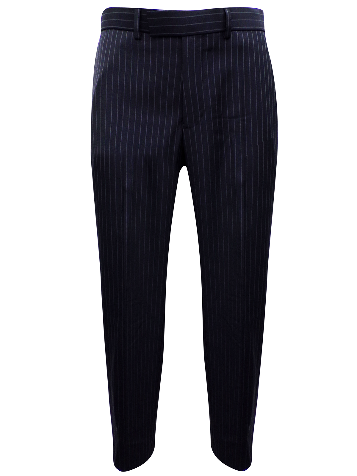 Marks and Spencer - - M&5 BLACK Slim Fit Flat Front Pinstripe Trousers ...