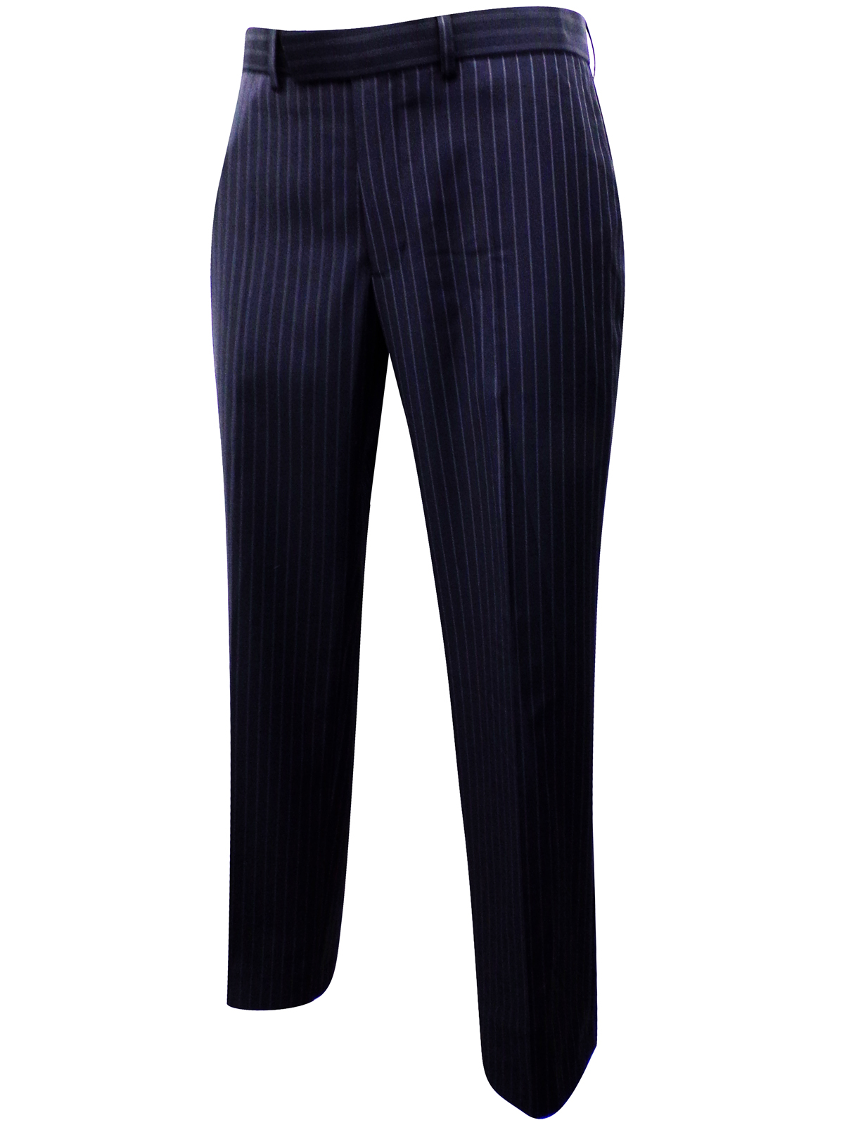 Marks and Spencer - - M&5 BLACK Slim Fit Flat Front Pinstripe Trousers ...