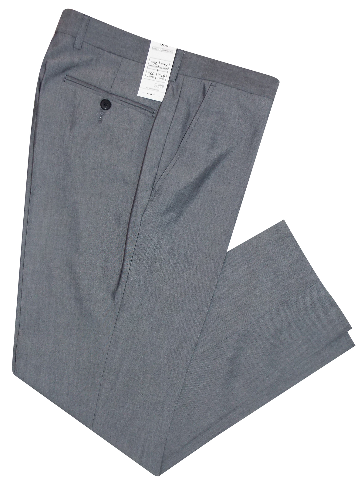 Marks and Spencer - - M&5 GREY Straight Fit Centre Crease Trousers ...