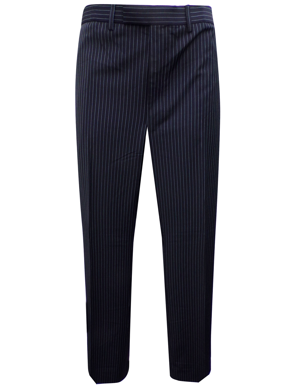 Marks and Spencer - - M&5 NAVY Wool Blend Flat Front Pinstripe - Waist ...
