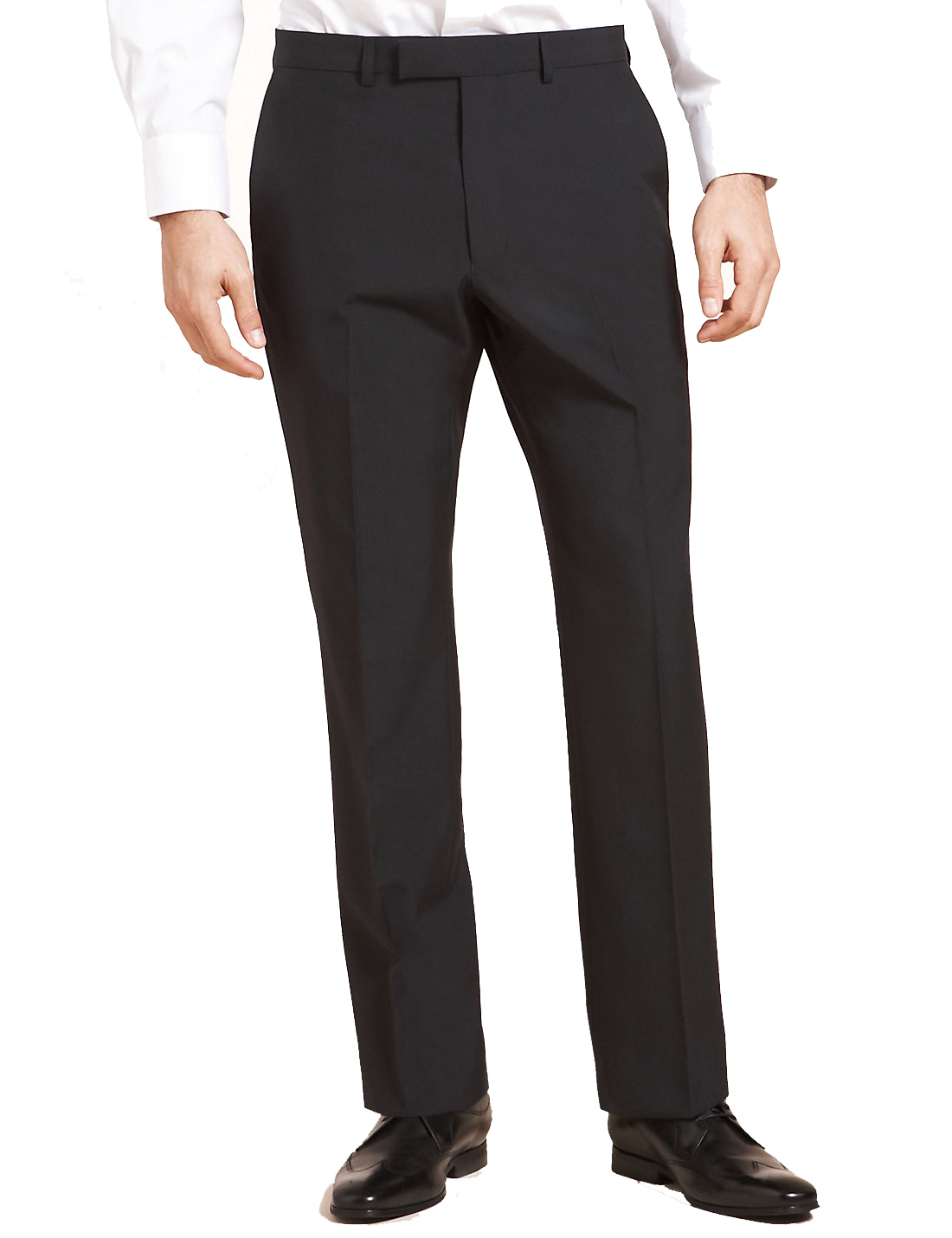 4utograph BLACK Flat Front Trousers with Wool - Waist Size 34 (Length ...