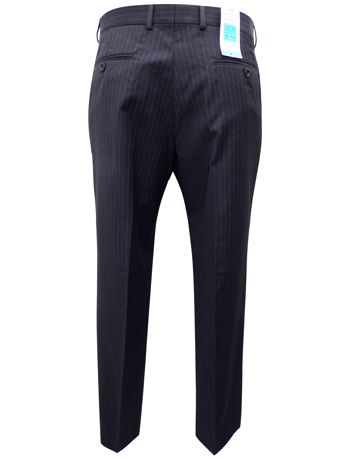 Marks and Spencer - - M&5 GREY Wool Blend Flat Front Pinstripe Trousers ...