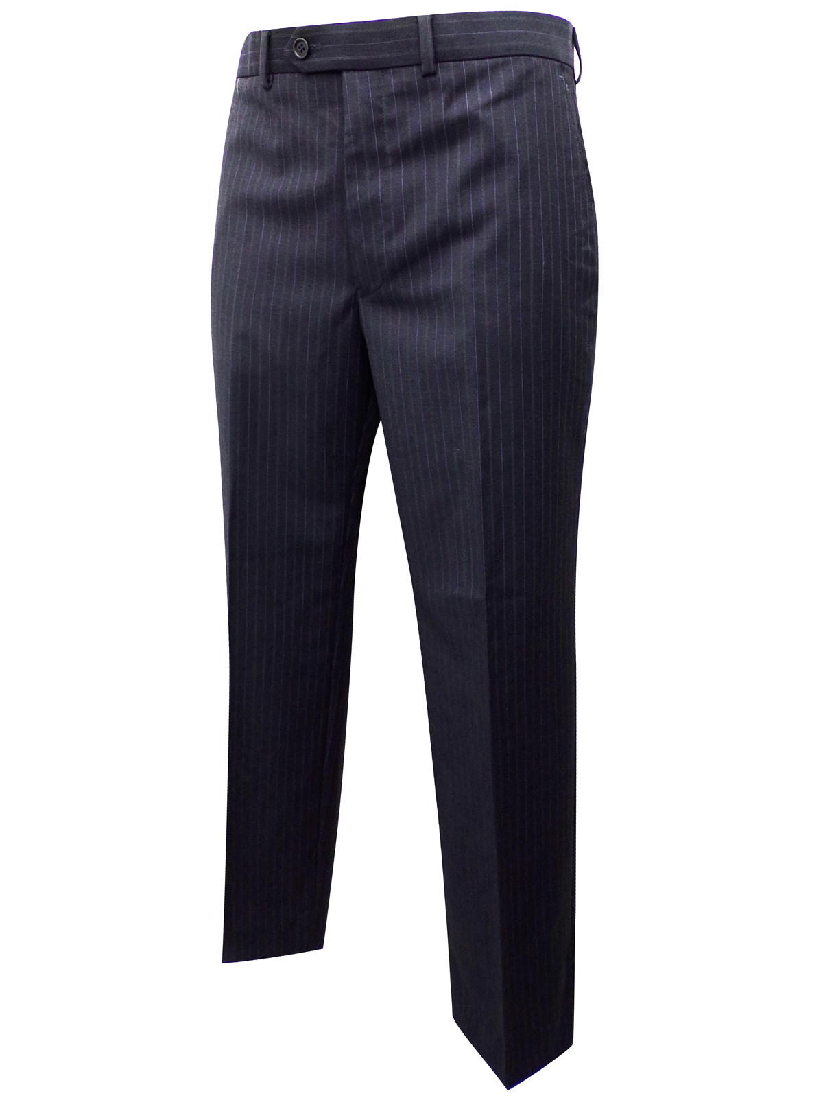 Marks and Spencer - - M&5 GREY Wool Blend Flat Front Pinstripe Trousers ...