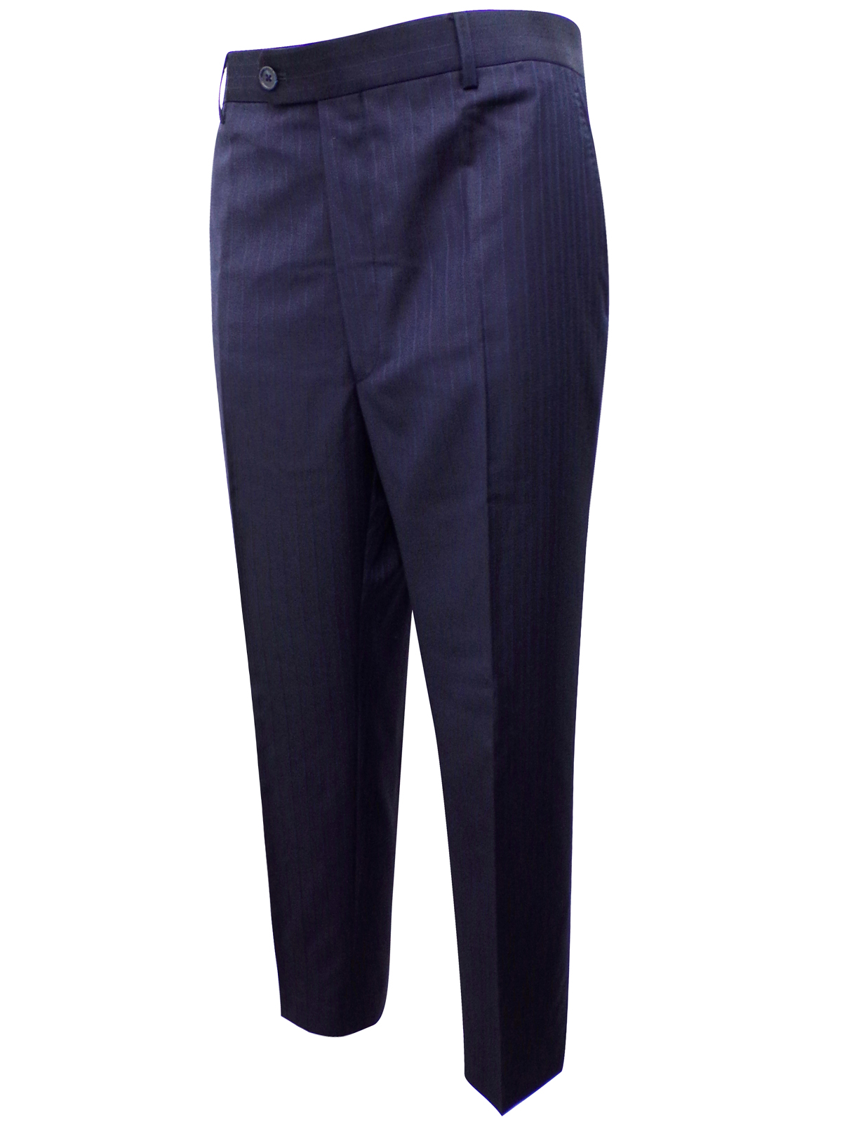 Marks and Spencer - - M&5 NAVY Pure Wool Flat Front Pinstripe Trousers ...