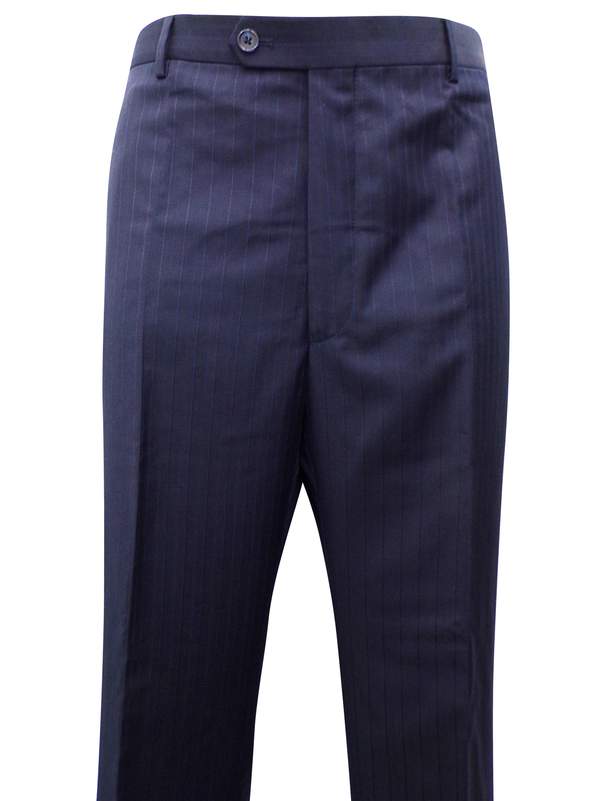 Marks and Spencer - - M&5 NAVY Pure Wool Flat Front Pinstripe Trousers ...