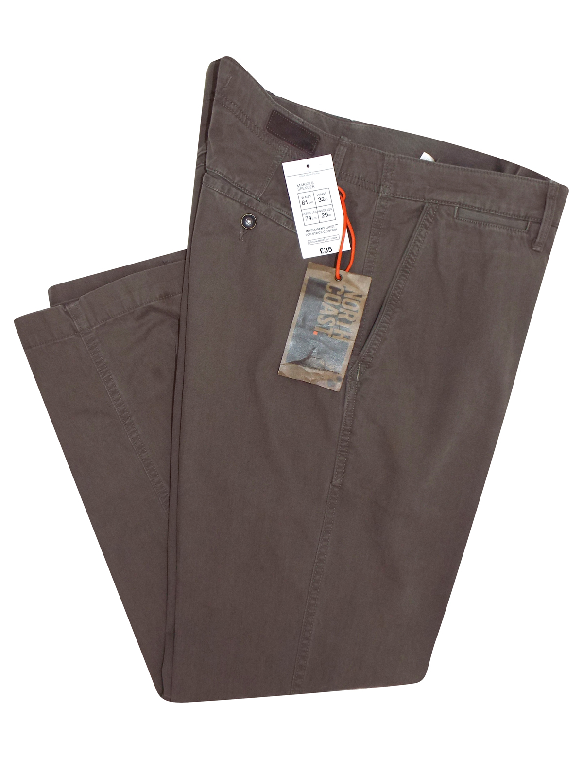 Marks and Spencer - - M&5 TOBACCO Pure Cotton Straight Leg Trousers ...