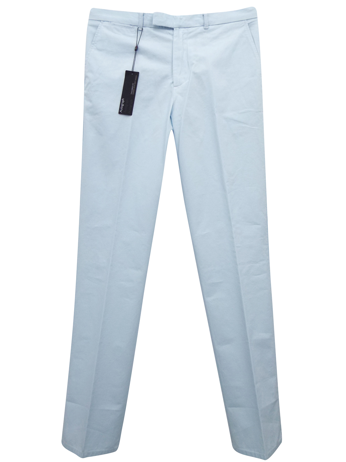 Marks and Spencer - - M&5 LIGHT-BLUE Pure Cotton Soft Touch Tailored Fit Chinos - Waist Size 32 