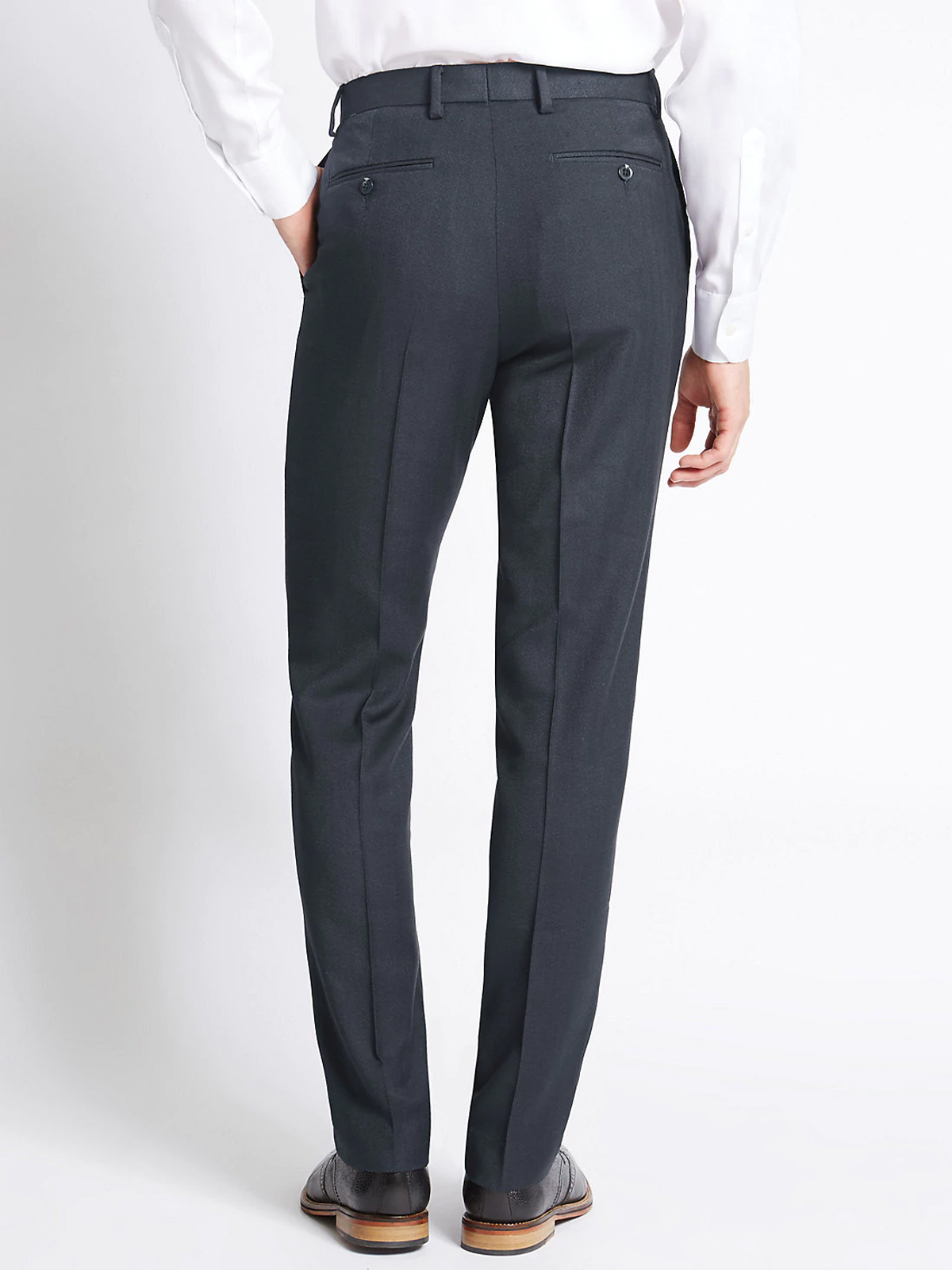 Marks and Spencer - - M&5 NAVY Tailored Fit Flat Front Trousers - Waist ...