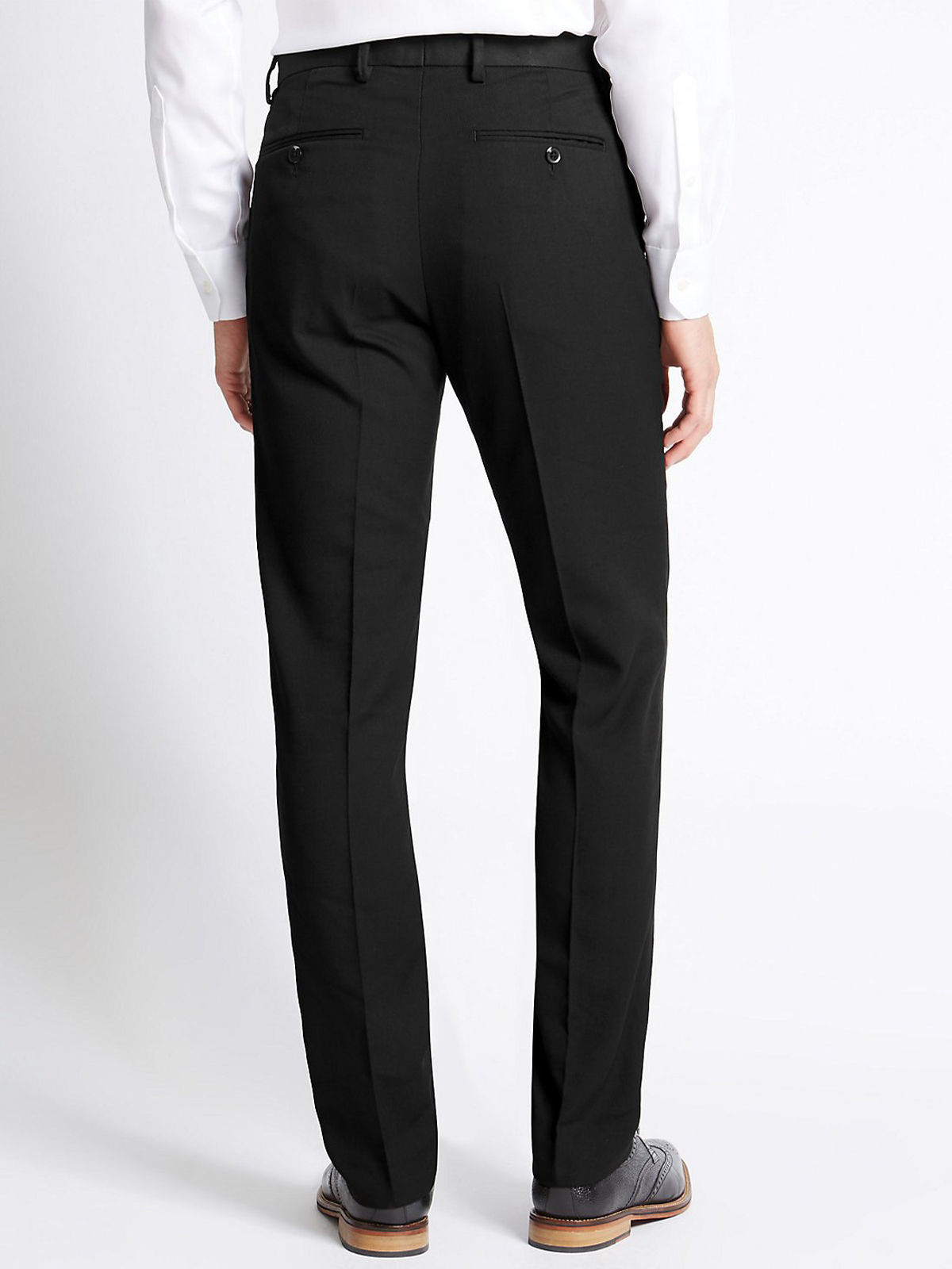 Marks and Spencer M&5 BLACK Tailored Fit Flat Front Trousers