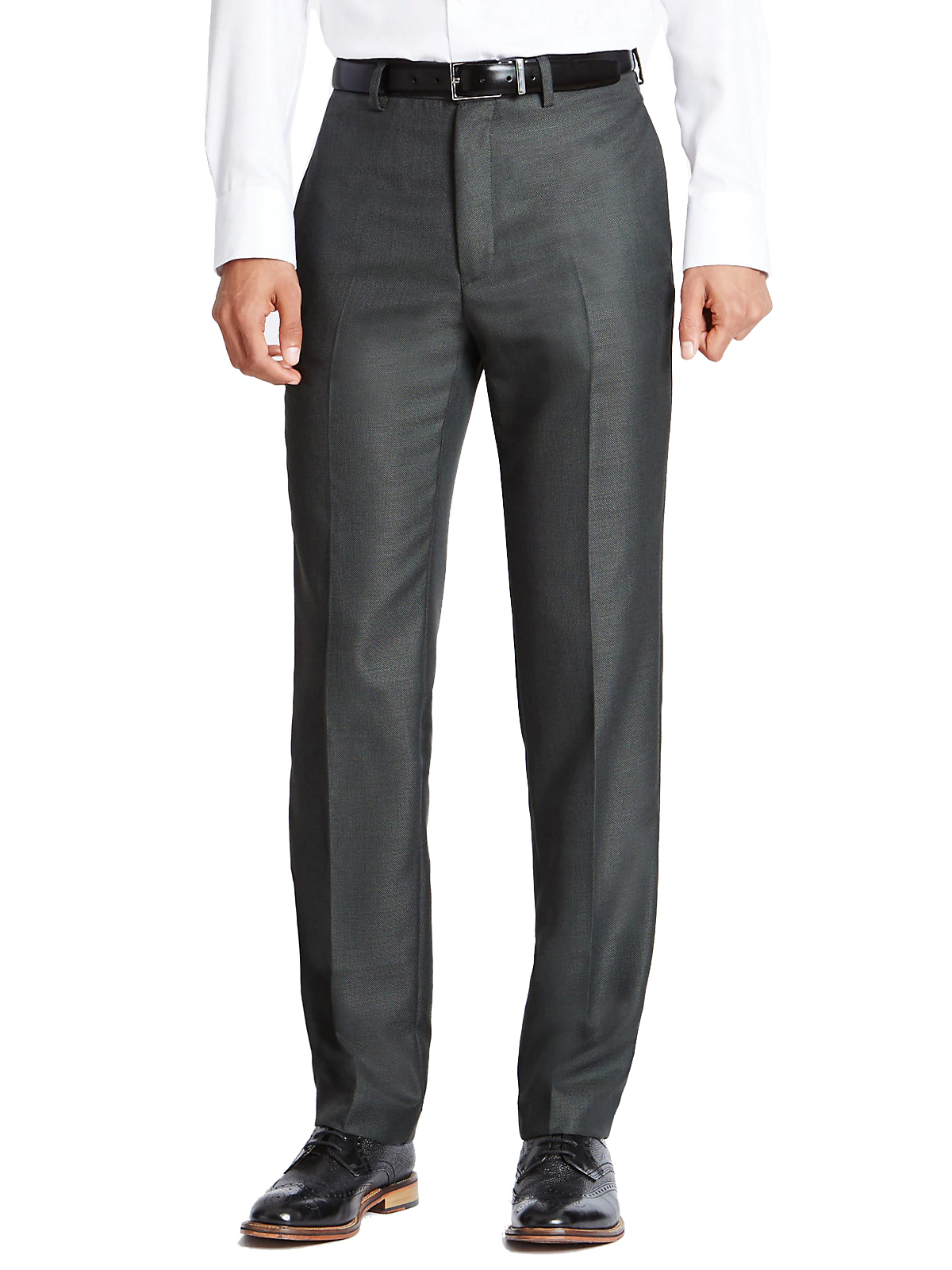 Marks and Spencer - - M&5 GREY Supercrease Flat Front Trousers - Waist ...