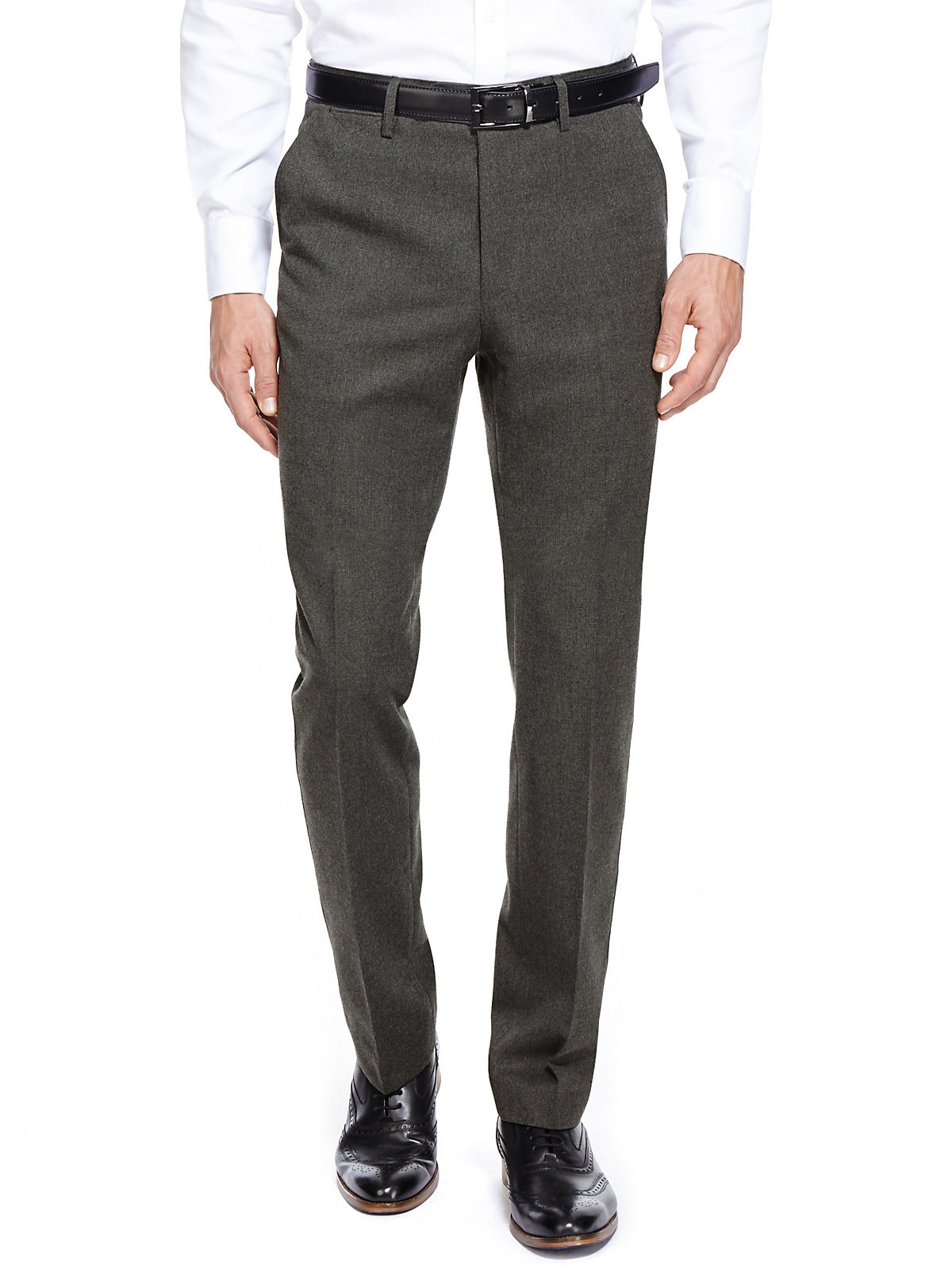 Marks and Spencer - - M&5 GREY Slim Fit Flat Front Trousers - Waist ...