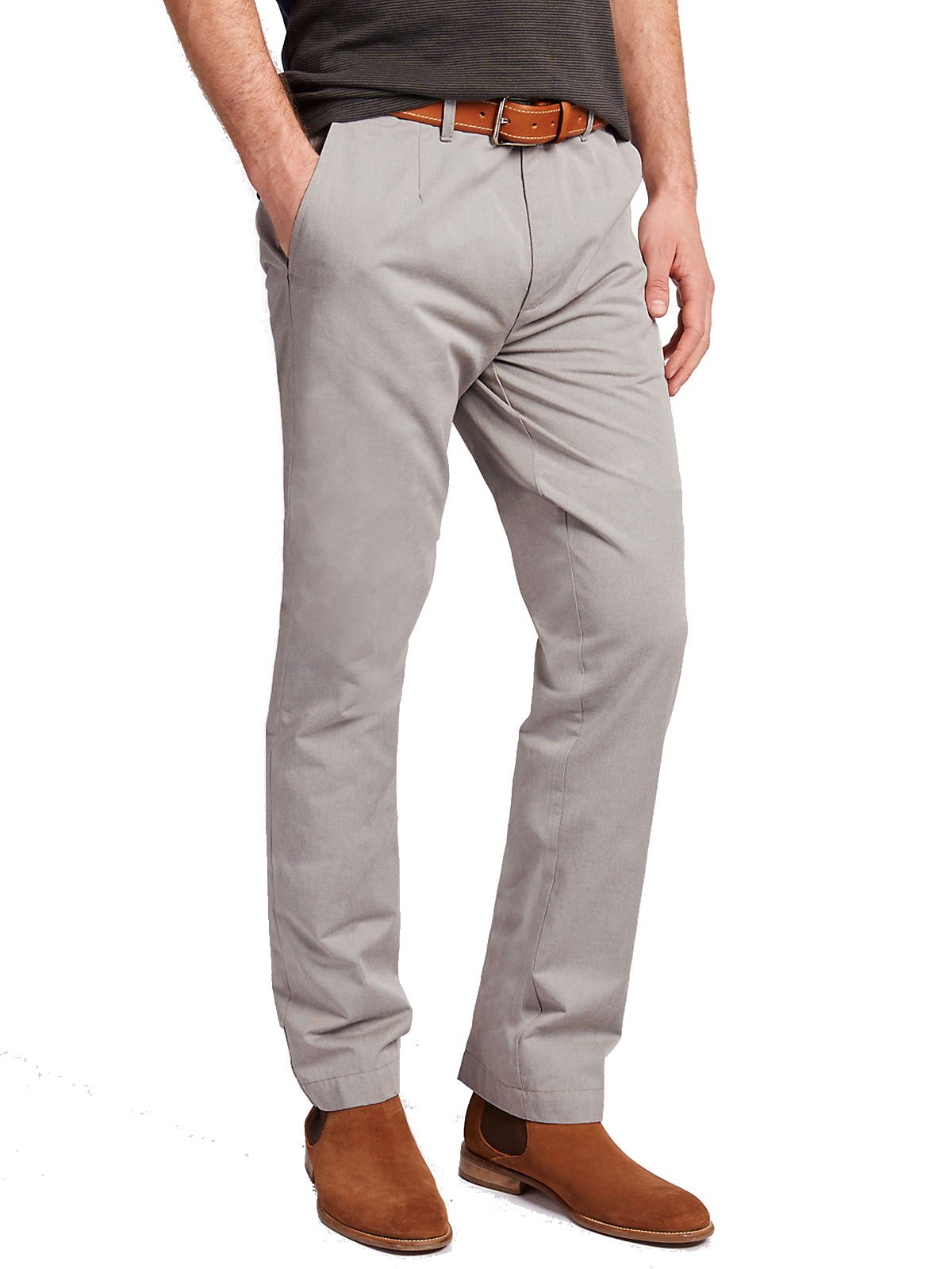Marks and Spencer - - M&5 LIGHT-GREY Pure Cotton Straight Fit Chinos