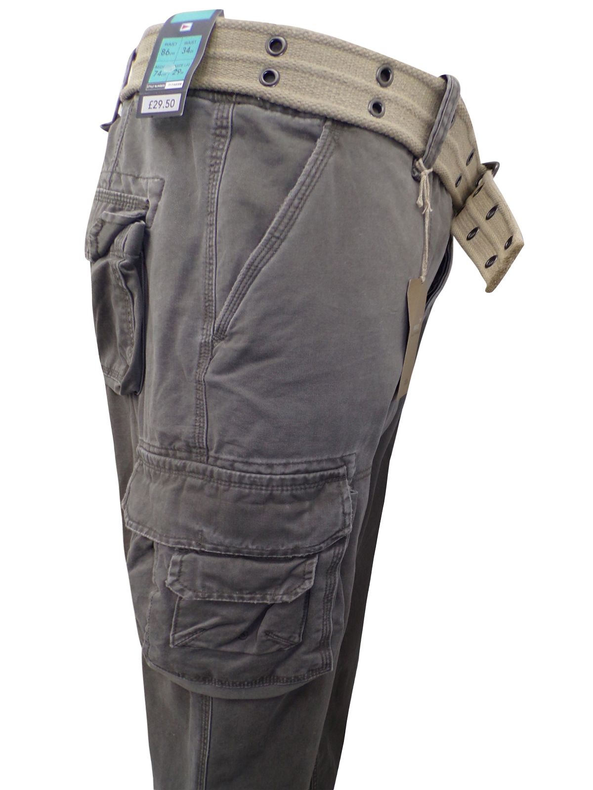 Marks and Spencer M&5 GREY Pure Cotton Utility Cargo Trousers with