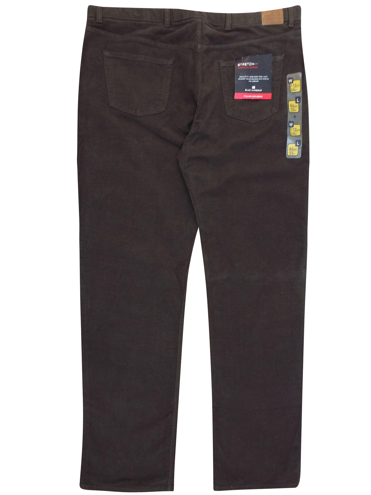 Marks and Spencer M&5 BROWN Italian Moleskin Pure Cotton Trousers Waist Size 44 (Length 33in)