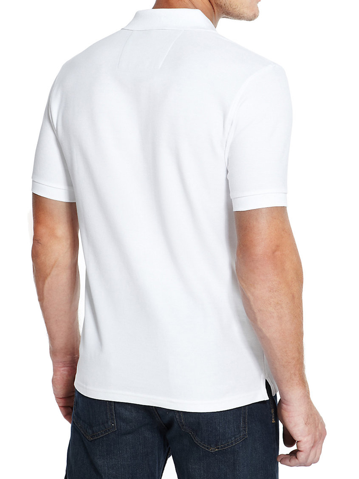 Marks and Spencer - - M&5 WHITE Pure Cotton StayNew Polo Shirt - Size ...