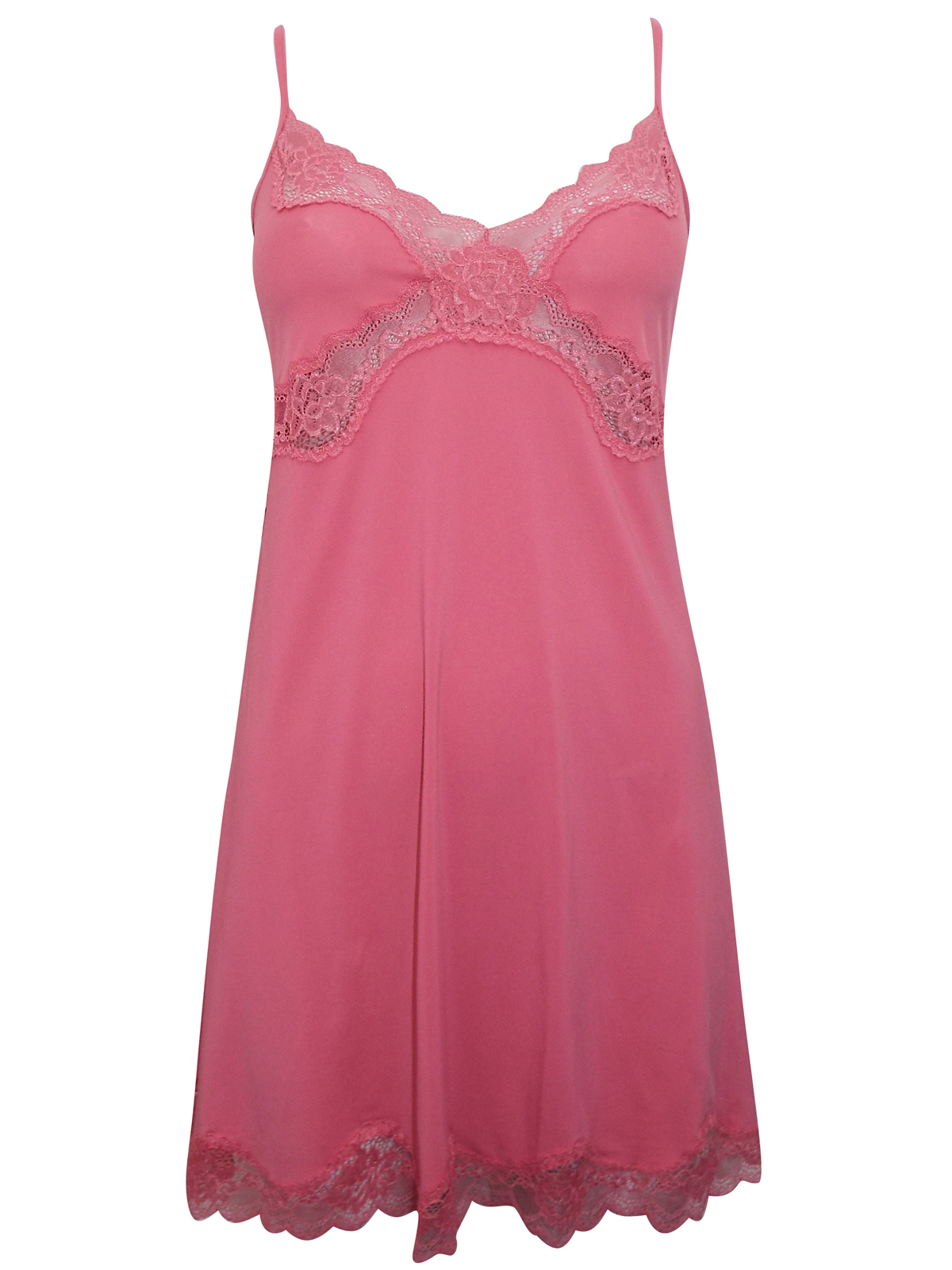 Marks and Spencer - - M&5 BRIGHT-ROSE Slinky Lace Full Trim Slip - Size ...