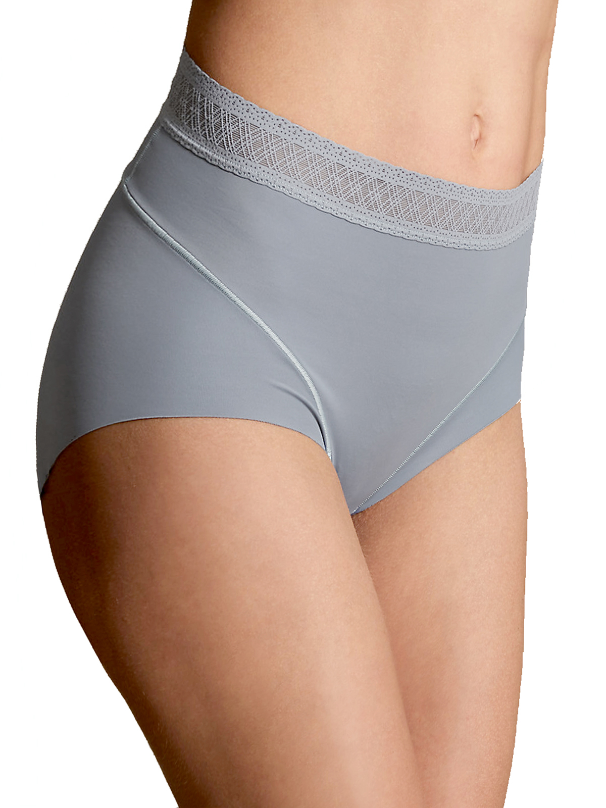 Marks and Spencer M&5 GREY Light Control No VPL Lace Trim Full Briefs Size 12 to 18