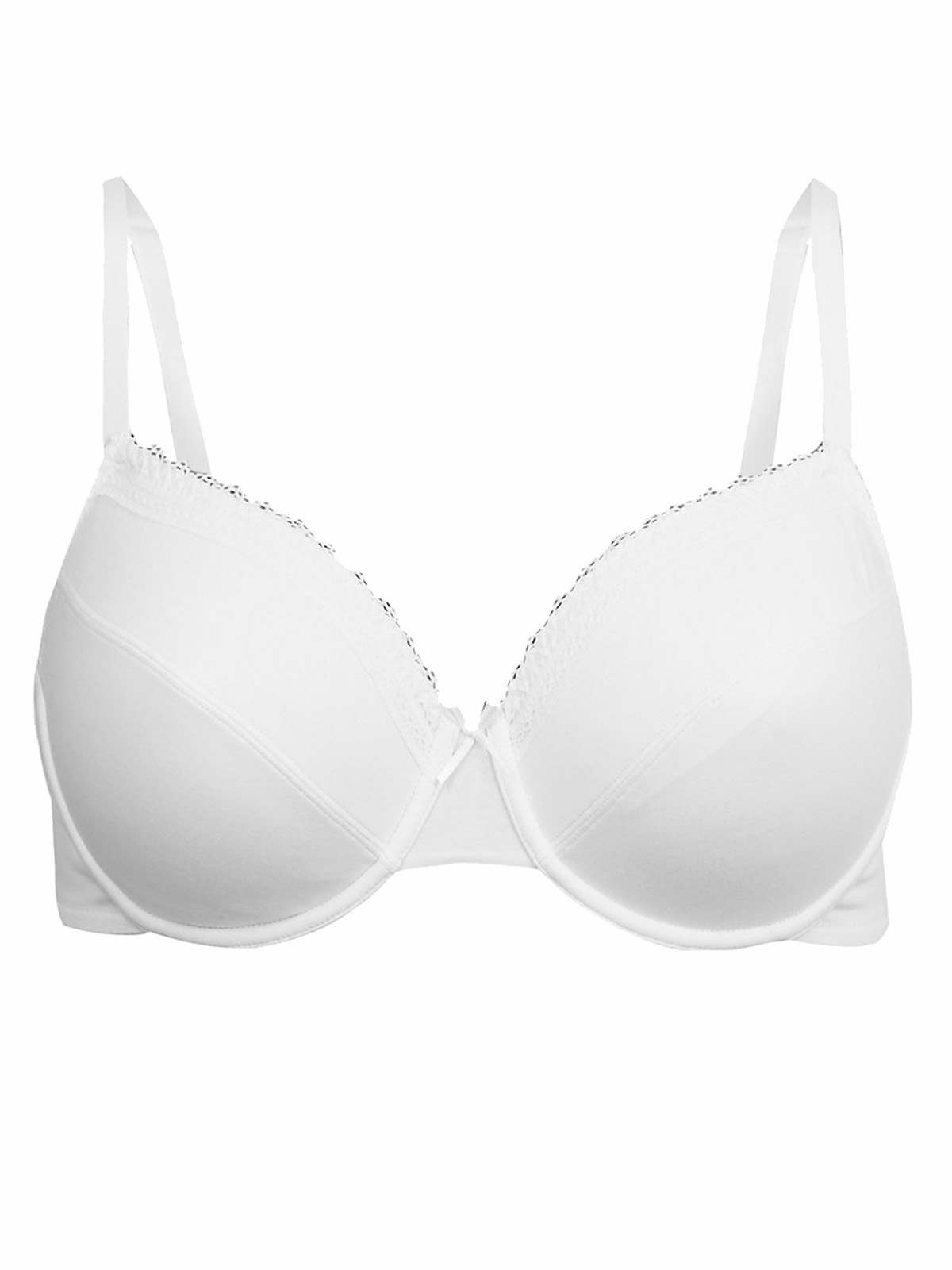 Marks and Spencer - - M&5 WHITE Cotton Rich Non-Padded Balcony Bra ...