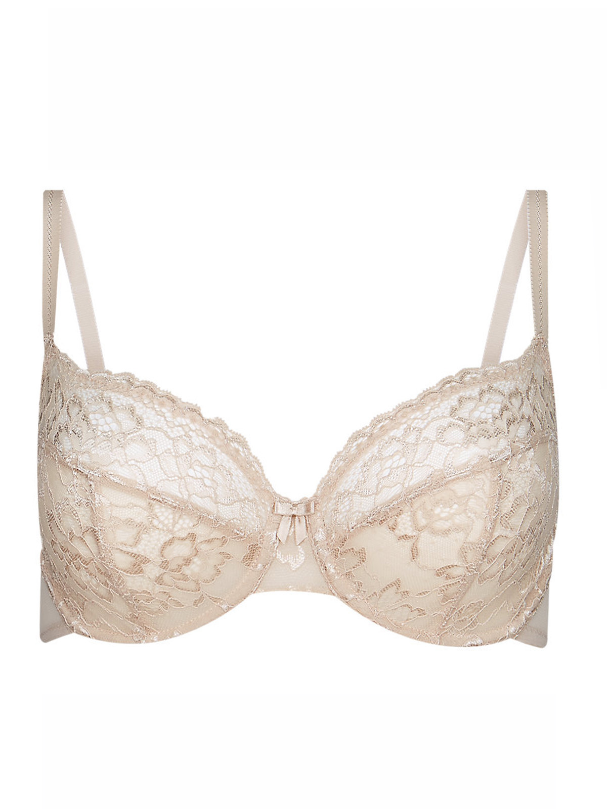 Marks and Spencer - - M&5 ALMOND Non-Padded Lace Full Cup Bra - Size 34 ...