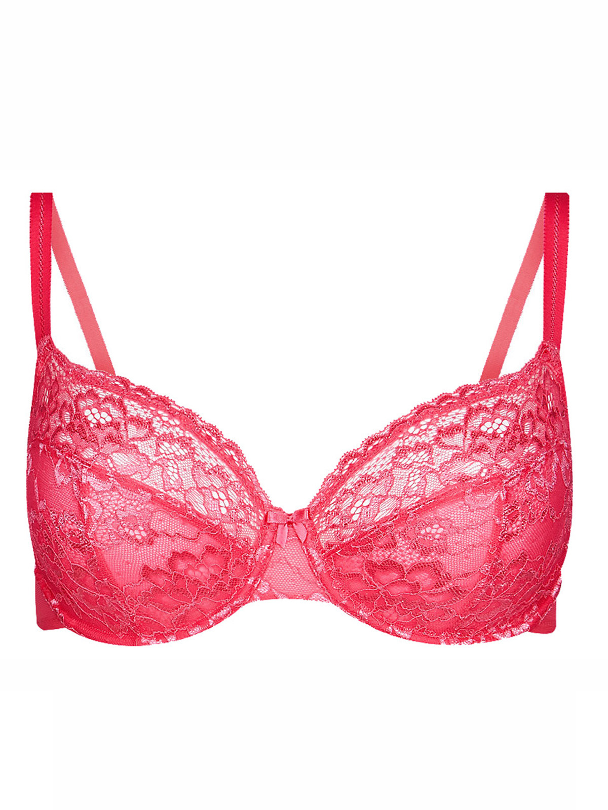 Marks and Spencer - - M&5 BRIGHT-PINK Non-Padded Lace Full Cup Bra ...